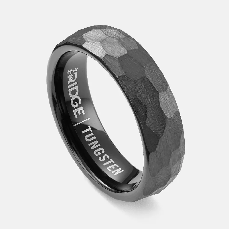 Top Men's Rings – Crafted for Every Style  Ridge 6mm Hammered Ring Set - Gunmetal