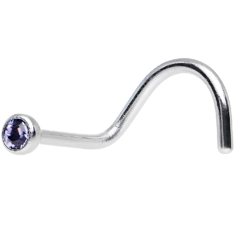 Nose Rings with Precious Stones -Tanzanite Screw Nose Ring Created with Crystals