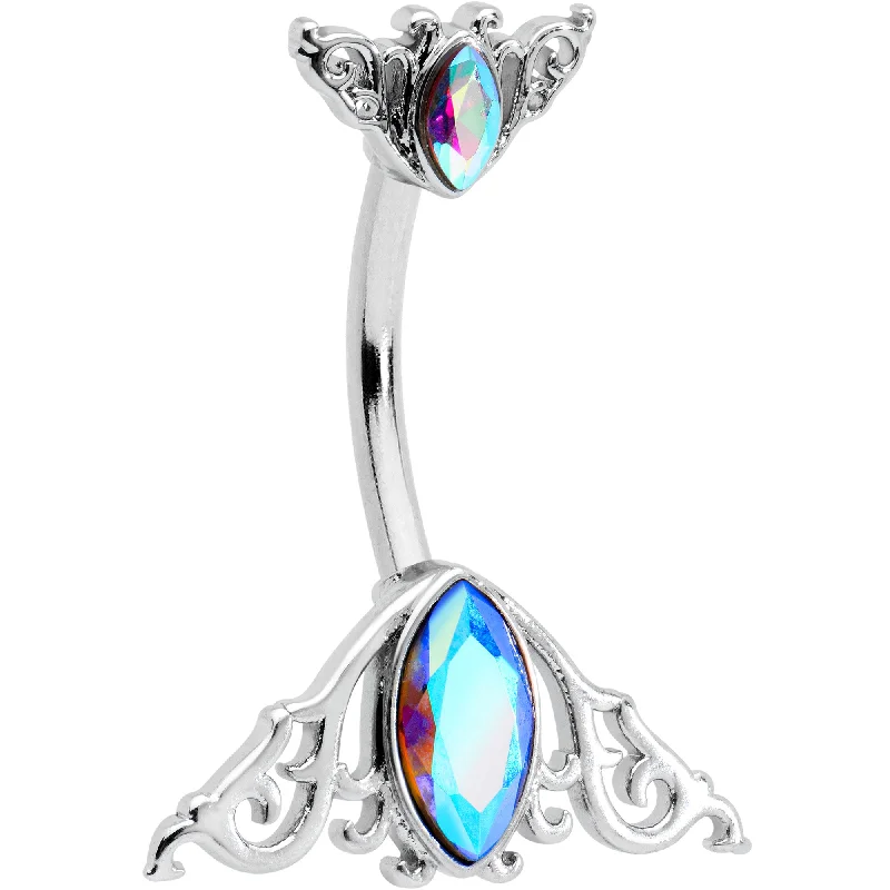Belly Rings for Unique Fashion Statements -Aurora Gem Art Deco Scrollwork Ovals Double Mount Belly Ring Belly Rings for Unique Fashion Statements -Aurora Gem Art Deco Scrollwork Ovals Double Mount Belly Ring