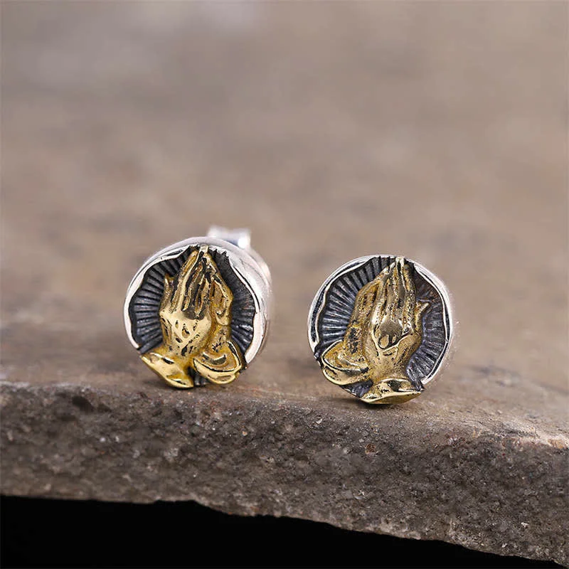 Women's Earrings – Elegant Designs for Every Personality--Buddha Stones 925 Sterling Silver Namaste Equality Stud Earrings