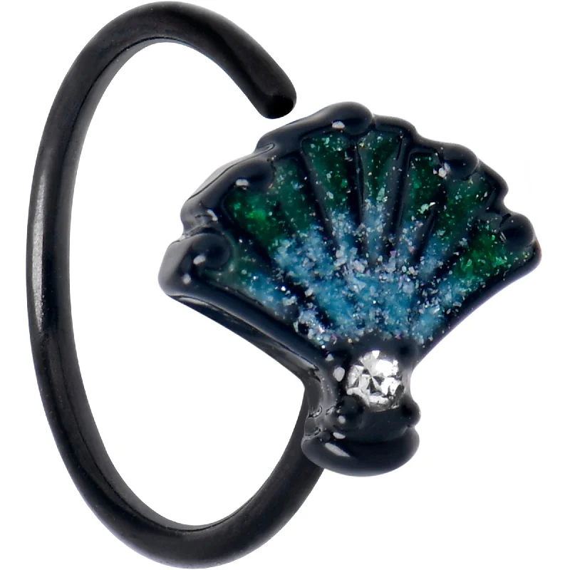 Stunning Nose Rings with High-Quality Finishes -20 Gauge 5/16 Clear CZ Gem Black Serenity Ocean Magic Shell Nose Hoop Stunning Nose Rings with High-Quality Finishes -20 Gauge 5/16 Clear CZ Gem Black Serenity Ocean Magic Shell Nose Hoop