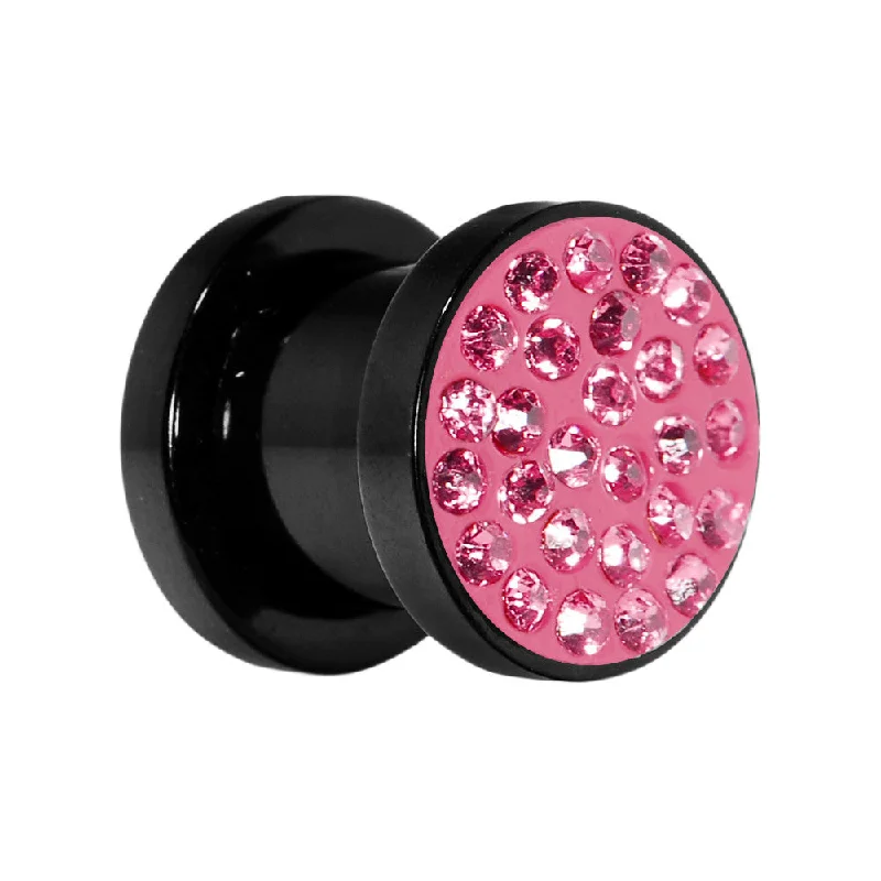 Women's Earrings – Elegant Designs for Every Personality--0 Gauge Pink Ferido Crystal Acrylic Screw Fit Tunnel