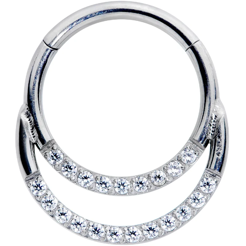 Women's Earrings – Elegant Designs for Every Personality--16 Gauge 3/8 Clear CZ Gem G23 Titanium Double Row Cartilage Clicker Women's Earrings – Elegant Designs for Every Personality--16 Gauge 3/8 Clear CZ Gem G23 Titanium Double Row Cartilage Clicker