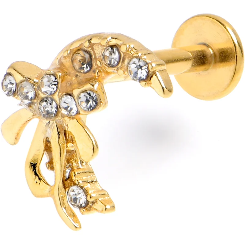 Lip Rings for Sophisticated Piercings16 Gauge 5/16 Clear Gem Gold Tone Moon Bow Heart Labret Monroe Tragus
