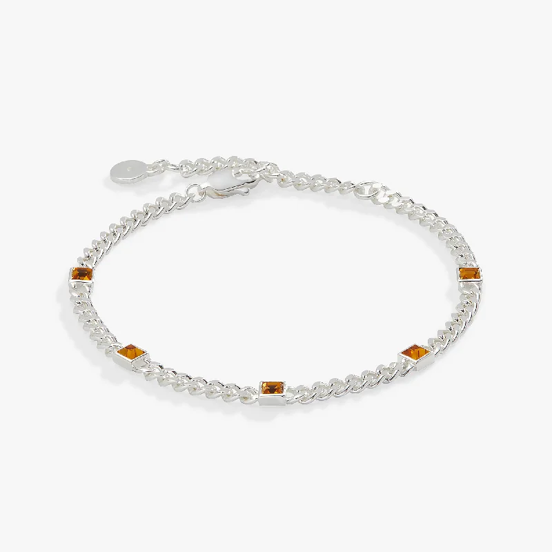 Shiny Crystal Bangles for Women-November Birthstone Topaz Curb Chain Bracelet