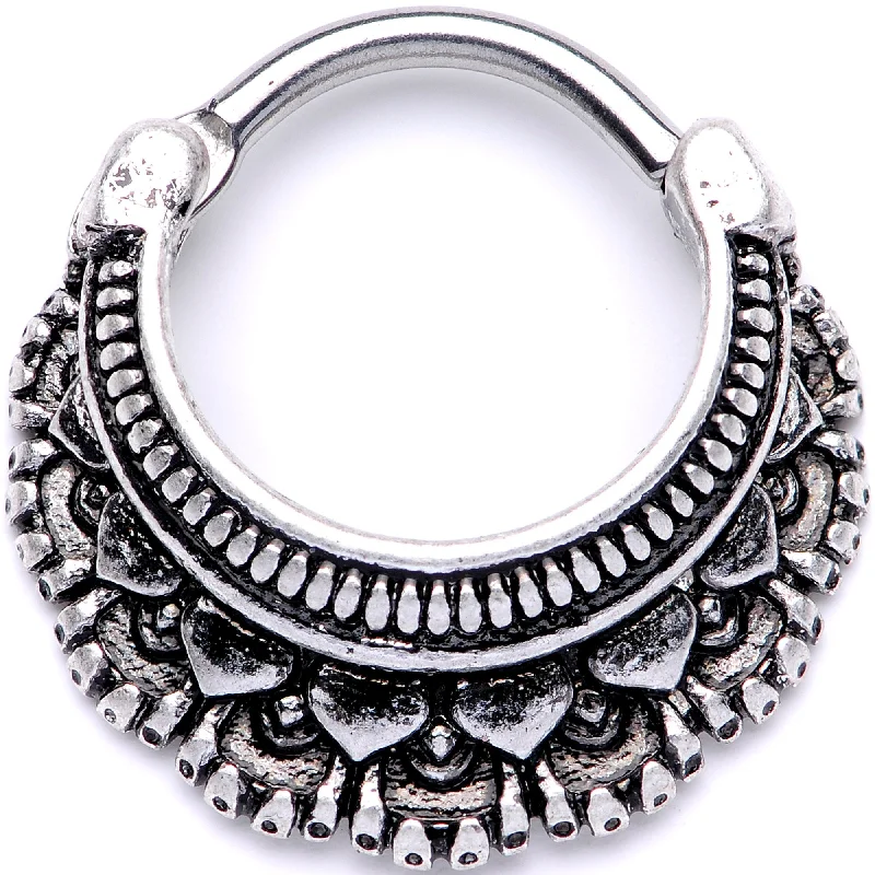 Designer Nose Rings with Timeless Designs -16 Gauge 3/8 Elegant Design Septum Clicker Designer Nose Rings with Timeless Designs -16 Gauge 3/8 Elegant Design Septum Clicker