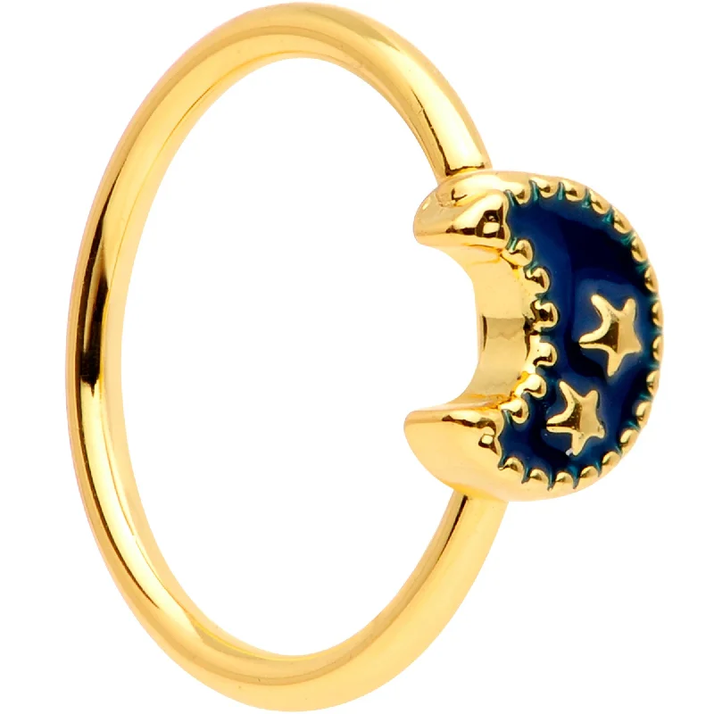 Nose Rings with Opals -20 Gauge 5/16 Gold Tone Anodized Starry Moon Seamless Circular Ring Nose Rings with Opals -20 Gauge 5/16 Gold Tone Anodized Starry Moon Seamless Circular Ring