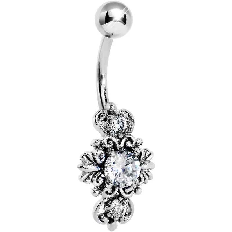 Beautiful Belly Rings for Glamorous Fashion -Silver 925 Crystalline Gem Silver Scroll Leaf Belly Ring Beautiful Belly Rings for Glamorous Fashion -Silver 925 Crystalline Gem Silver Scroll Leaf Belly Ring