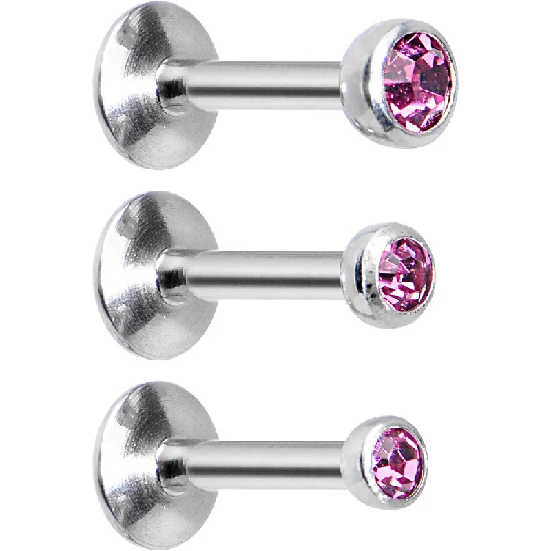 Women's Earrings – Elegant Designs for Every Personality--16 Gauge 1/4 Pink Gem Helix Cartilage Barbell 3 Pack Set Women's Earrings – Elegant Designs for Every Personality--16 Gauge 1/4 Pink Gem Helix Cartilage Barbell 3 Pack Set