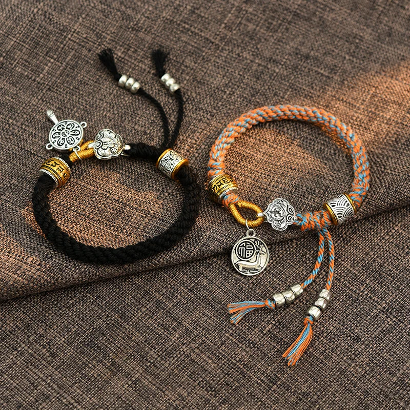 Wedding Bangles for Women with Diamonds-Buddha Stones Handmade Tibetan Om Mani Padme Hum Fu Character Luck Fortune Braided Bracelet Wedding Bangles for Women with Diamonds-Buddha Stones Handmade Tibetan Om Mani Padme Hum Fu Character Luck Fortune Braided Bracelet