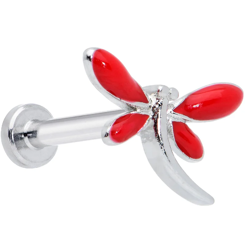 Classic and Elegant Lip Rings for Simple Look16 Gauge 5/16 Dragonfly Red Wings Internally Threaded Labret Tragus
