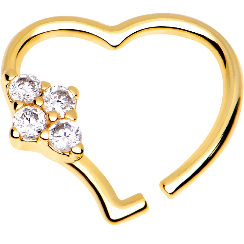 Women's Earrings – Elegant Designs for Every Personality--3/8 Clear CZ Gem Gold Plated Free Heart Right Daith Cartilage Tragus Women's Earrings – Elegant Designs for Every Personality--3/8 Clear CZ Gem Gold Plated Free Heart Right Daith Cartilage Tragus