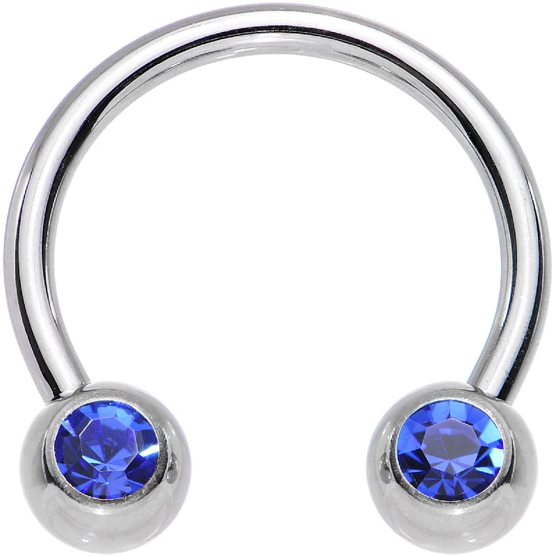 Women's Earrings – Elegant Designs for Every Personality--16 Gauge 3/8 4mm Blue Gem Horseshoe Circular Barbell