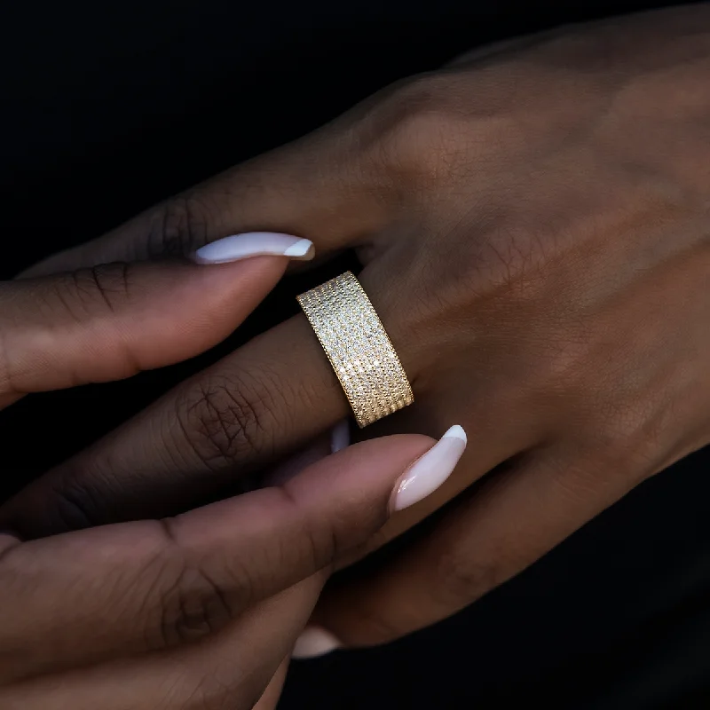 Chic Women's Rings for Fashion-Forward Looks-Diamond Stacked Ring in Yellow Gold Vermeil Chic Women's Rings for Fashion-Forward Looks-Diamond Stacked Ring in Yellow Gold Vermeil