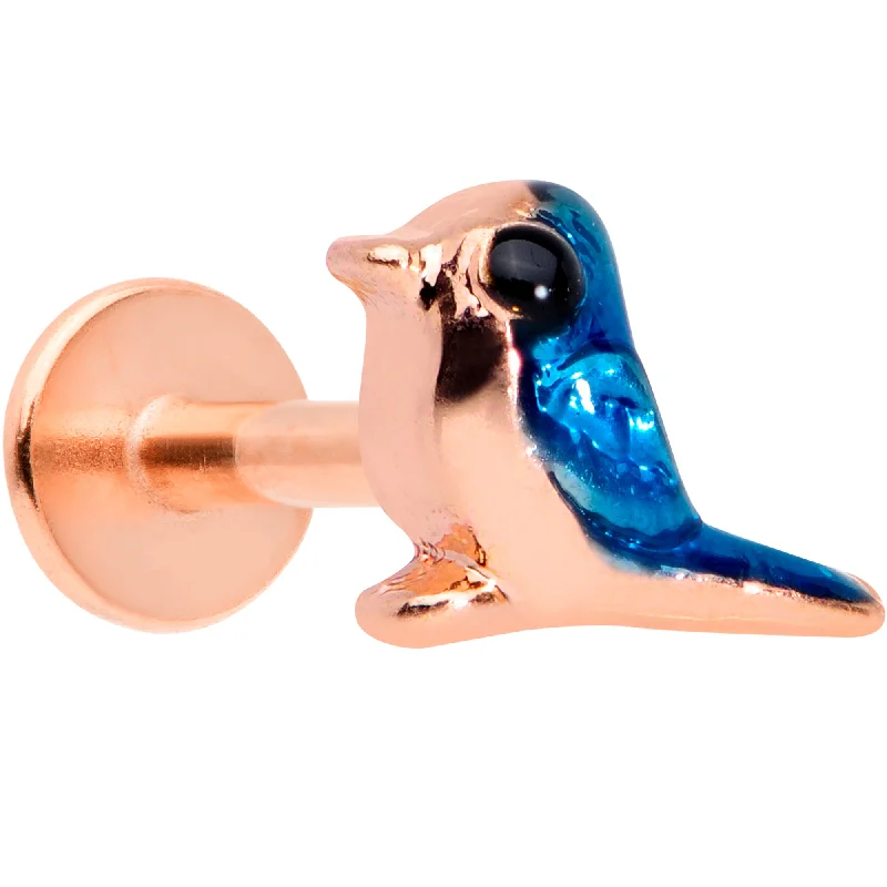 Timeless Lip Rings with Subtle Glam16 Gauge 5/16 Rose Gold Tone Blue Bird Labret Monroe Tragus
