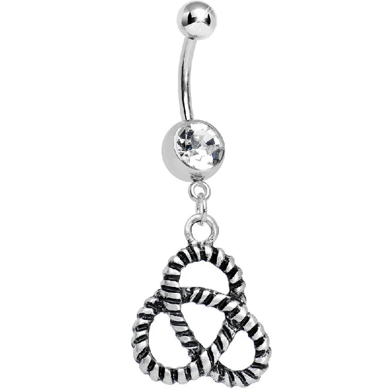 Unique Belly Rings for Bold Fashion -Crystalline Gem Black and Silver Striped Knot Dangle Belly Ring Unique Belly Rings for Bold Fashion -Crystalline Gem Black and Silver Striped Knot Dangle Belly Ring