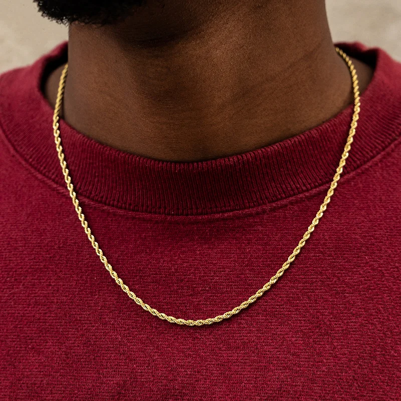 Exclusive Men's Necklaces & Pendants for the Modern Gentleman-Rope Chain in Yellow Gold - 2mm Exclusive Men's Necklaces & Pendants for the Modern Gentleman-Rope Chain in Yellow Gold - 2mm