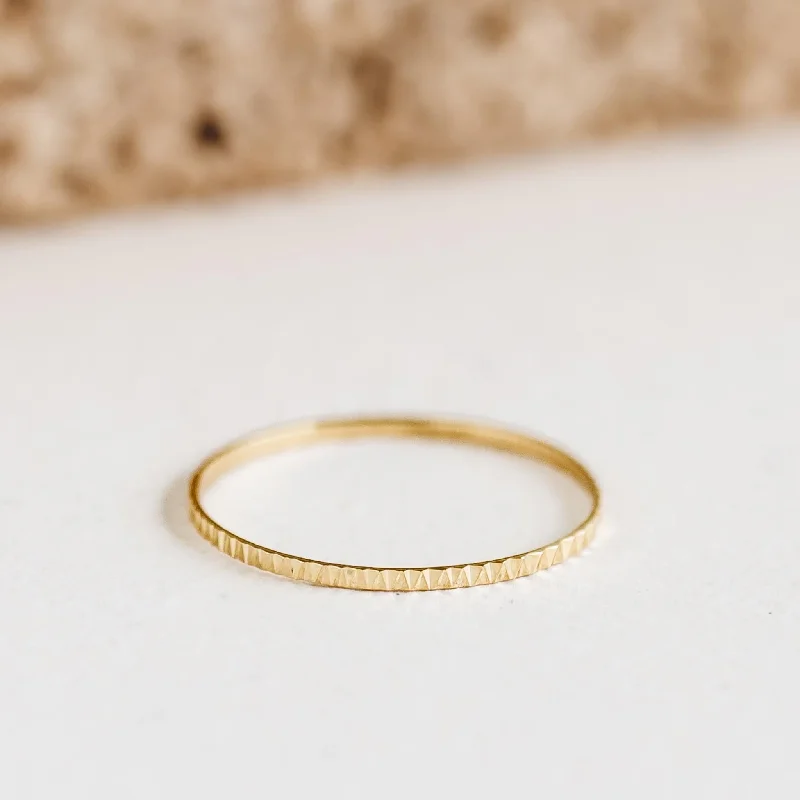Chic Women's Rings for Fashion-Forward Looks-14k Gold Textured Ring - Cora