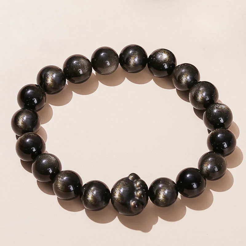 Custom Bracelets for Men-Buddha Stones Natural Gold Sheen Obsidian Silver Sheen Obsidian Cute Cat Paw Claw Wealth Bracelet Custom Bracelets for Men-Buddha Stones Natural Gold Sheen Obsidian Silver Sheen Obsidian Cute Cat Paw Claw Wealth Bracelet
