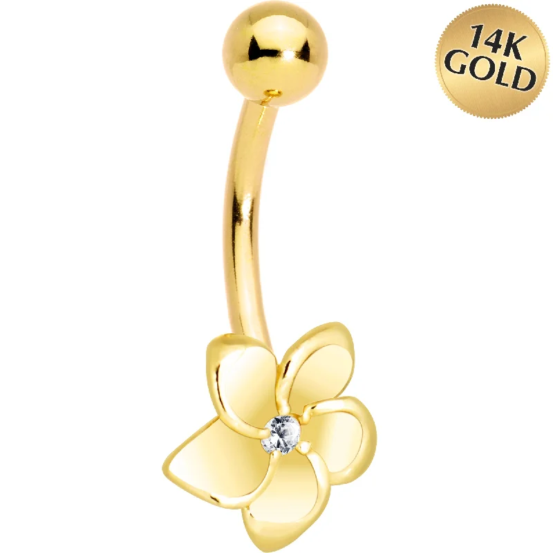 Trendy Belly Rings for Chic Women -16 Gauge Solid 14KT Yellow Gold FLOWER Belly Ring Trendy Belly Rings for Chic Women -16 Gauge Solid 14KT Yellow Gold FLOWER Belly Ring