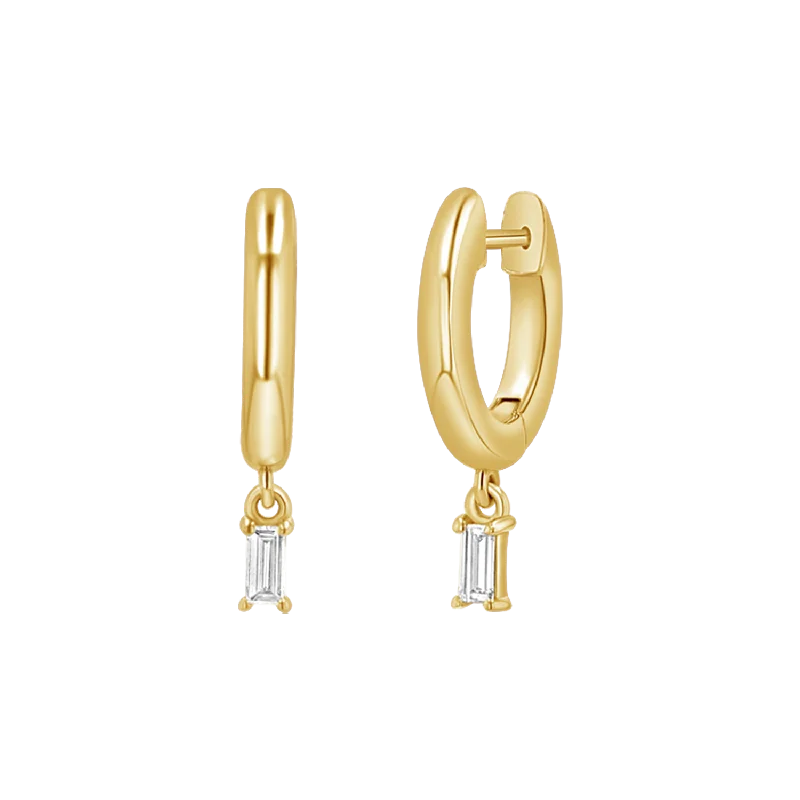 Women's Earrings – Elegant Designs for Every Personality--Diamond Baguette Charm Drop Huggies Women's Earrings – Elegant Designs for Every Personality--Diamond Baguette Charm Drop Huggies