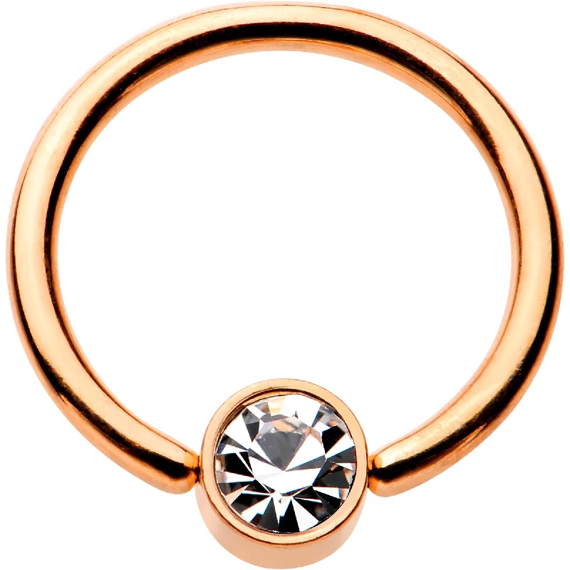 Fashionable Lip Rings for Young Women16 Gauge 3/8 Clear Gem 4mm Disc Rose Gold IP BCR Captive Ring Fashionable Lip Rings for Young Women16 Gauge 3/8 Clear Gem 4mm Disc Rose Gold IP BCR Captive Ring