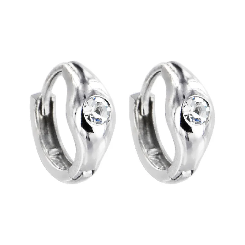 Women's Earrings – Elegant Designs for Every Personality--Sterling Silver Cubic Zirconia SOLITARIE Huggy Hoop Earrings