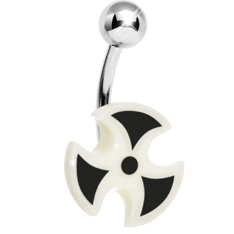 Trendy Belly Rings with Chic Finish -White and Black Toxic Belly Ring