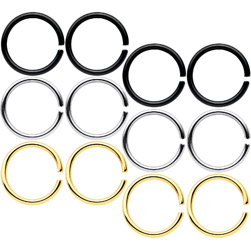 Classic and Chic Nose Rings -18 Gauge 5/16 Black Gold Tone Anodized Seamless Circular Ring Set of 12 Classic and Chic Nose Rings -18 Gauge 5/16 Black Gold Tone Anodized Seamless Circular Ring Set of 12