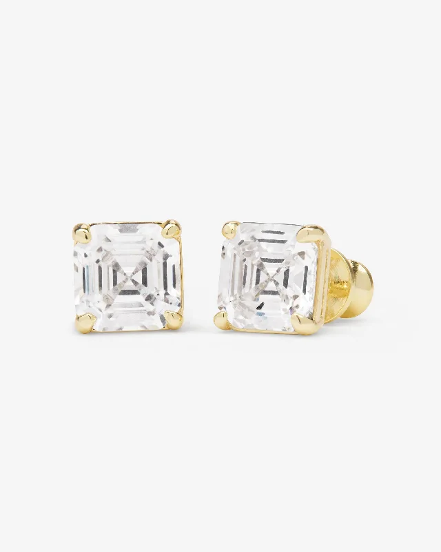 Women's Earrings – Elegant Designs for Every Personality--The Queen's 8mm Studs - Gold|White Diamondettes Women's Earrings – Elegant Designs for Every Personality--The Queen's 8mm Studs - Gold|White Diamondettes