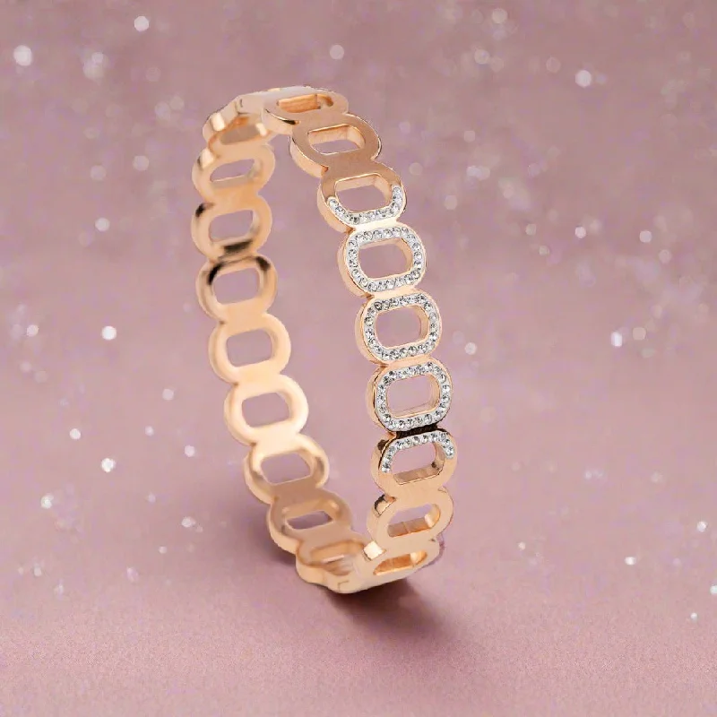 Chic Women's Rings for Fashion-Forward Looks-Rose Gold Diamond Reversible Bracelet