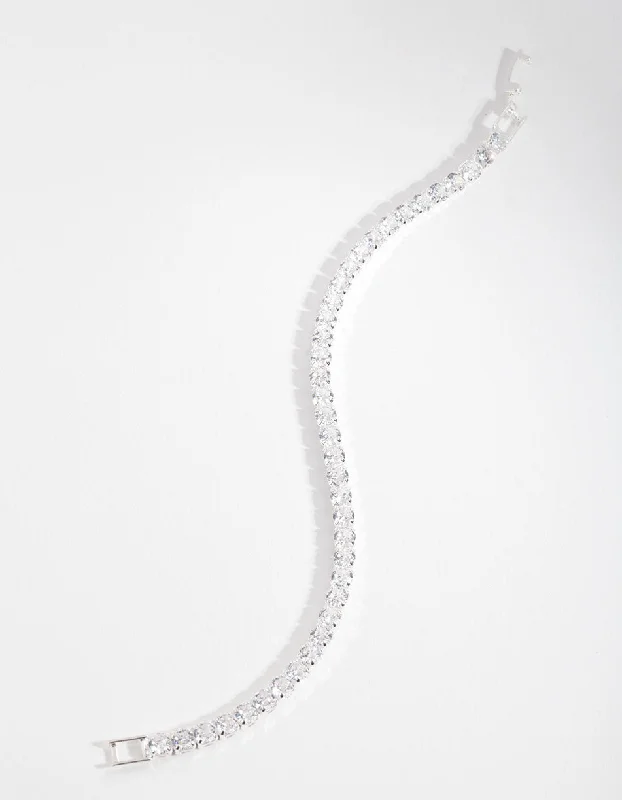 Elegant Gold Bangles for Weddings-Cubic Zirconia Baguette Tennis Bracelet