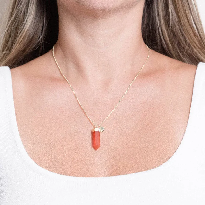 Shop Classic Women's Necklaces & Pendants with a Modern Twist-Carnelian Crystal Point Necklace Shop Classic Women's Necklaces & Pendants with a Modern Twist-Carnelian Crystal Point Necklace