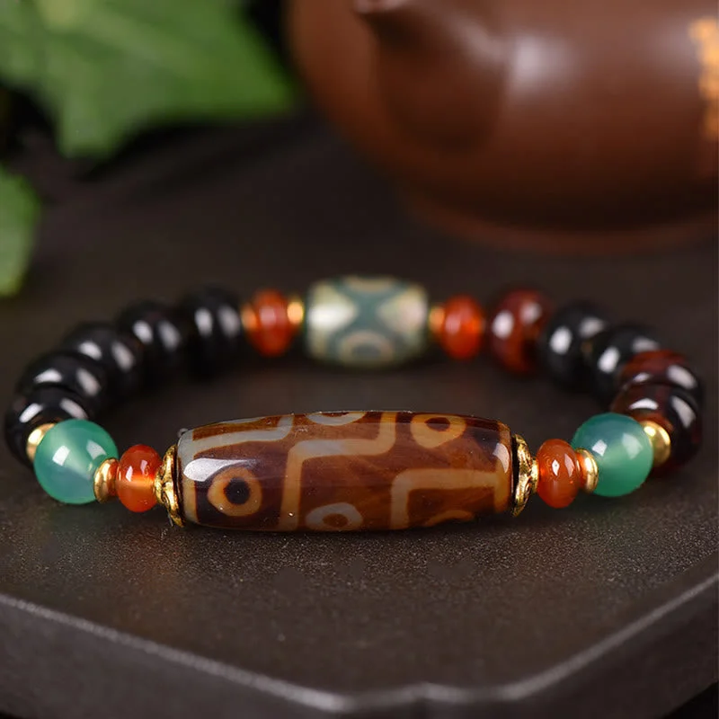 Stainless Steel Bracelets for Men-Buddha Stones Tibetan Natural Nine-Eye Dzi Bead Three-eyed Dzi Bead Protection Bracelet Stainless Steel Bracelets for Men-Buddha Stones Tibetan Natural Nine-Eye Dzi Bead Three-eyed Dzi Bead Protection Bracelet