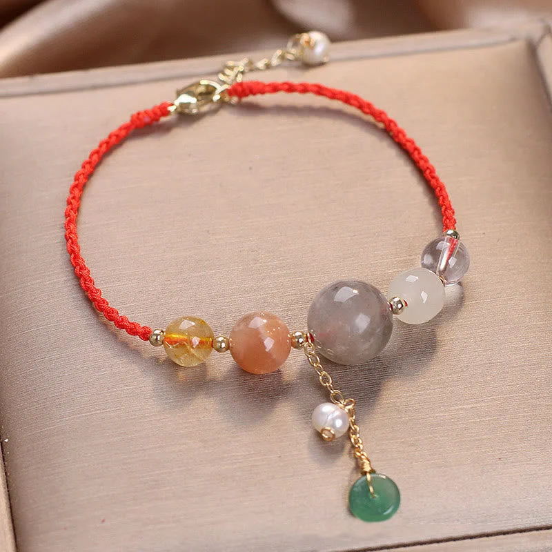 Customized Gold Bangles for Women-Buddha Stones Moonstone Sunstone Beads Peace Buckle Charm Healing Bracelet Customized Gold Bangles for Women-Buddha Stones Moonstone Sunstone Beads Peace Buckle Charm Healing Bracelet