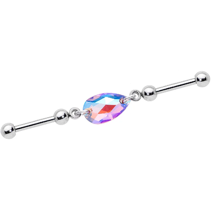 Women's Earrings – Elegant Designs for Every Personality--Aurora Drop Double Industrial Barbell Created with Crystals Women's Earrings – Elegant Designs for Every Personality--Aurora Drop Double Industrial Barbell Created with Crystals