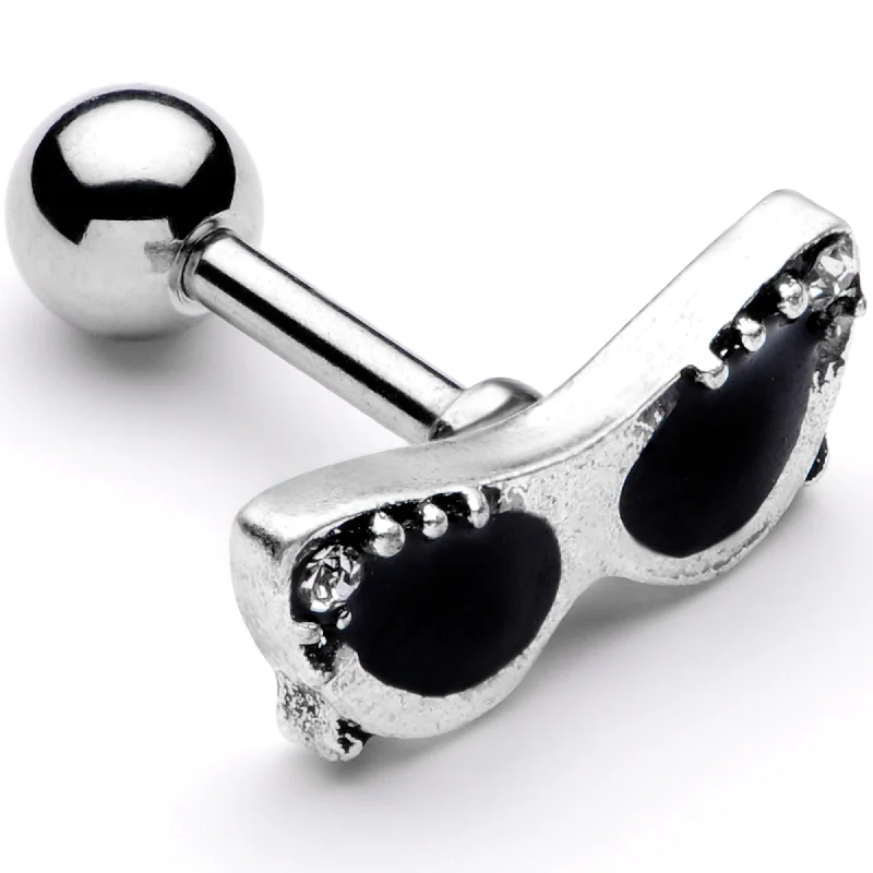 Women's Earrings – Elegant Designs for Every Personality--16 Gauge 1/4 Clear Gem 50s Retro Sunglasses Cartilage Tragus Earring