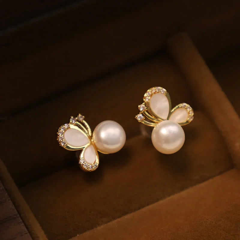 Women's Earrings – Elegant Designs for Every Personality--Buddha Stones 925 Sterling Silver Posts 18K Gold Plated Copper Natural Pearl Butterfly Zircon Healing Stud Earrings Women's Earrings – Elegant Designs for Every Personality--Buddha Stones 925 Sterling Silver Posts 18K Gold Plated Copper Natural Pearl Butterfly Zircon Healing Stud Earrings