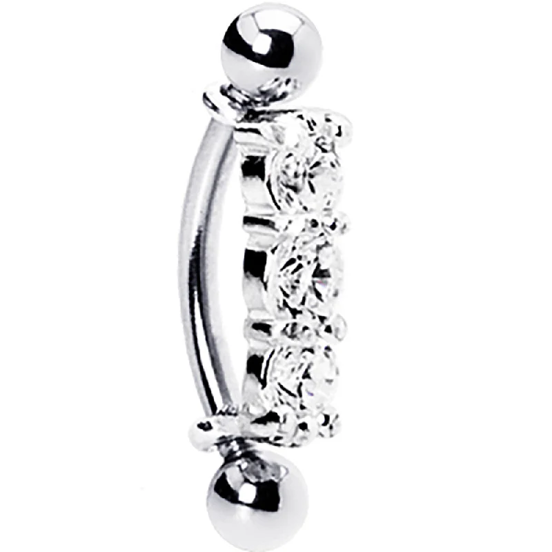 Women's Earrings – Elegant Designs for Every Personality--Silver 925 Clear Crystal Trilogy Eyebrow Ring