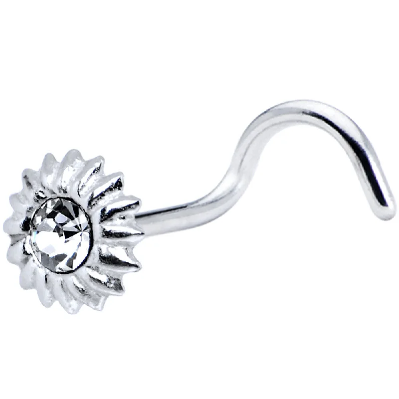 Customizable Nose Rings -925 Clear Floral Flower Nose Ring Created with Crystals