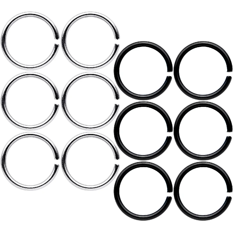 Trendy Nose Rings for Boho Look -18 Gauge 5/16 Steel Black Anodized Seamless Circular Ring Set of 12 Trendy Nose Rings for Boho Look -18 Gauge 5/16 Steel Black Anodized Seamless Circular Ring Set of 12