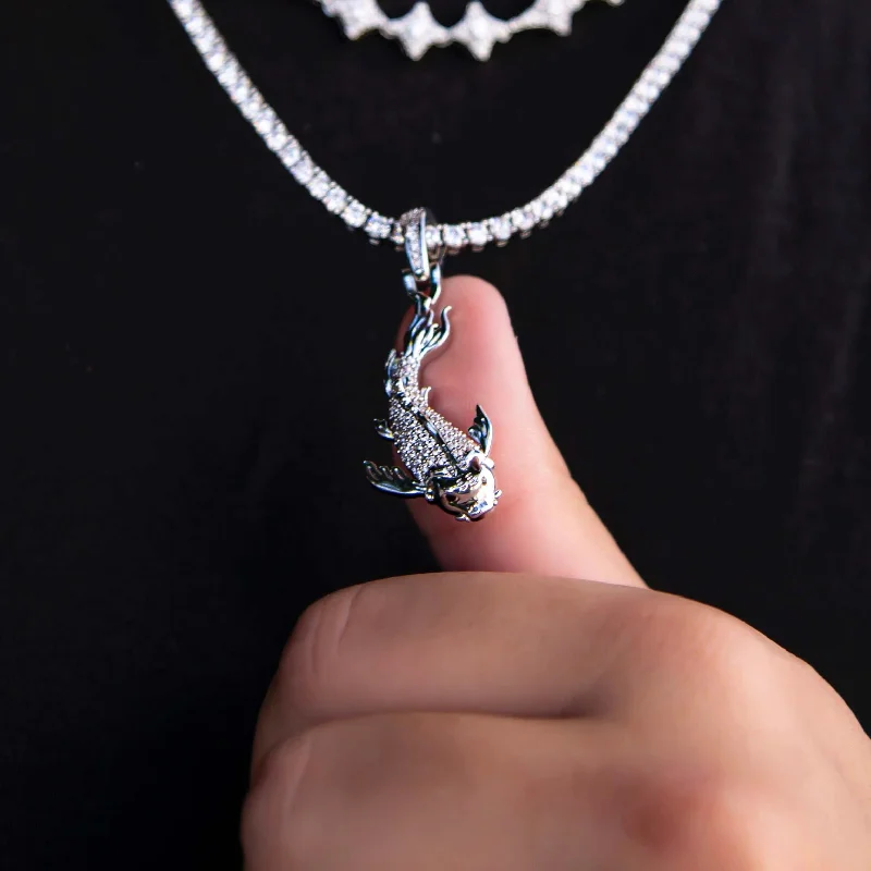 Exclusive Men's Necklaces & Pendants for the Modern Gentleman-Koi Pendant - White Gold Exclusive Men's Necklaces & Pendants for the Modern Gentleman-Koi Pendant - White Gold