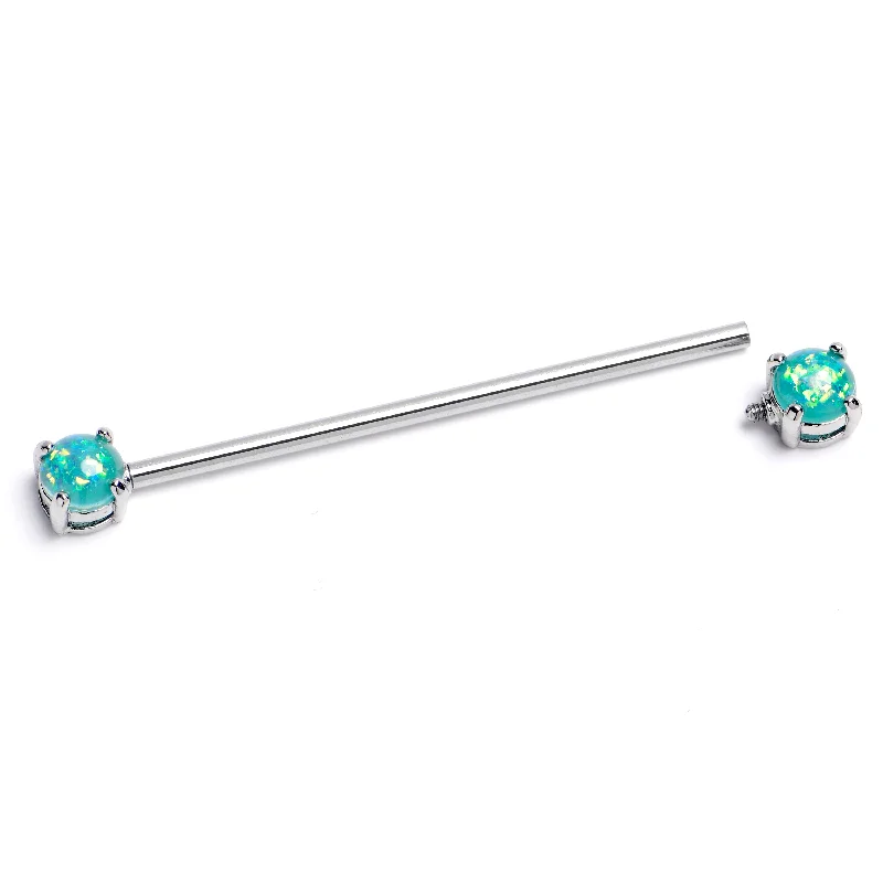 Women's Earrings – Elegant Designs for Every Personality--14 Gauge Green Faux Opal Internally Threaded Industrial Barbell 38mm Women's Earrings – Elegant Designs for Every Personality--14 Gauge Green Faux Opal Internally Threaded Industrial Barbell 38mm