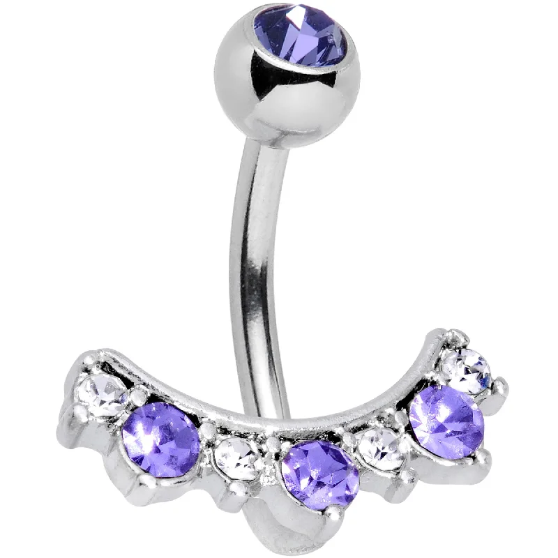 Unique Belly Rings with Artistic Shine -Clear Purple Gem Sweeping Beauty Arc Belly Ring Unique Belly Rings with Artistic Shine -Clear Purple Gem Sweeping Beauty Arc Belly Ring