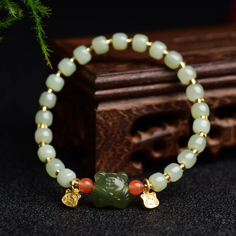 Simple Silver Bangles for Women-Buddha Stones Chinese Zodiac Lucky Tiger Jade Abundance Bracelet Simple Silver Bangles for Women-Buddha Stones Chinese Zodiac Lucky Tiger Jade Abundance Bracelet