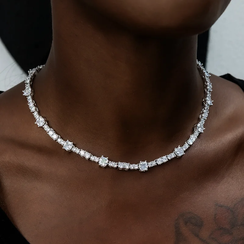Shop Classic Women's Necklaces & Pendants with a Modern Twist-Gem Stationed Tennis Necklace Shop Classic Women's Necklaces & Pendants with a Modern Twist-Gem Stationed Tennis Necklace