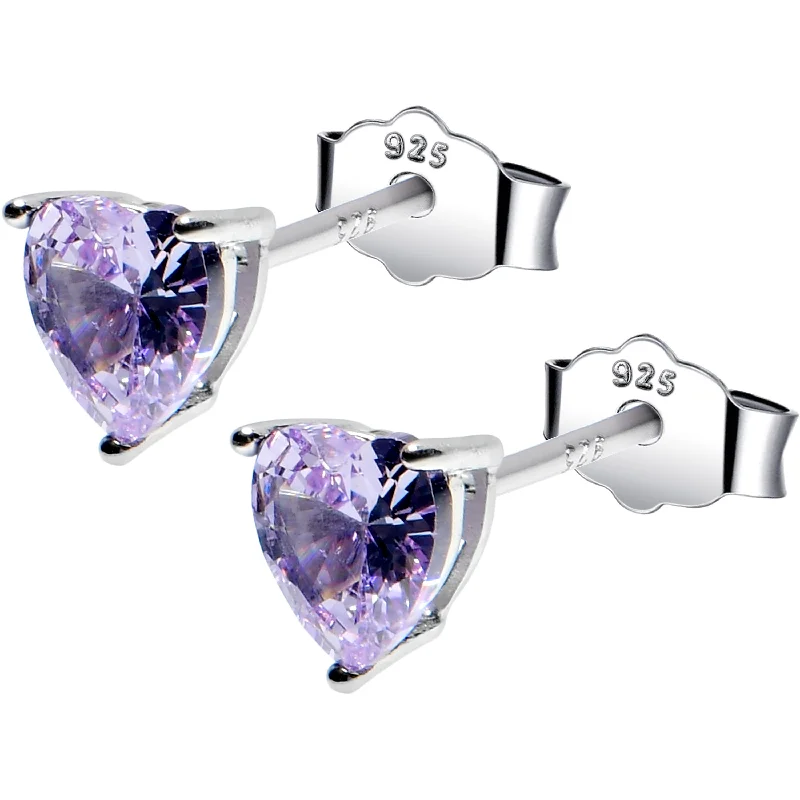 Women's Earrings – Elegant Designs for Every Personality--5mm CZ  Heart 925 Sterling Silver June Birthstone Stud Earrings