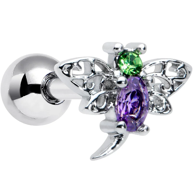 Women's Earrings – Elegant Designs for Every Personality--16 Gauge 1/4 Green Purple Gem Dragonfly Cartilage Tragus Earring Women's Earrings – Elegant Designs for Every Personality--16 Gauge 1/4 Green Purple Gem Dragonfly Cartilage Tragus Earring