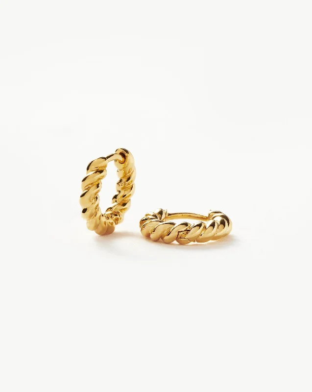 Women's Earrings – Elegant Designs for Every Personality--Twisted Helical Huggies | 18k Gold Vermeil