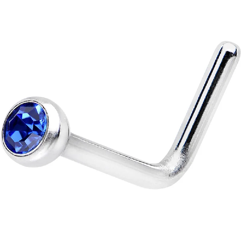 Stylish Gold Nose Rings with Elegant Designs -20 Gauge Sapphire L-Shaped Nose Ring Created with Crystals Stylish Gold Nose Rings with Elegant Designs -20 Gauge Sapphire L-Shaped Nose Ring Created with Crystals